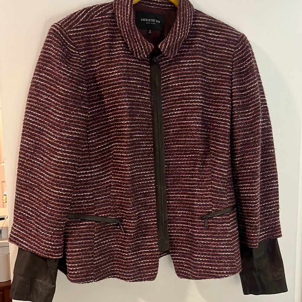 Women’s size 16 Lafayette 148 leather trimmed jacket